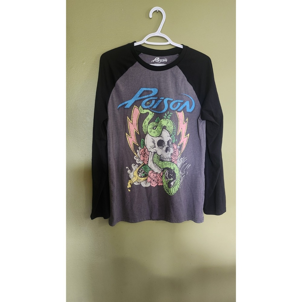 POISON Size Small Black/grey Long Sleeve Shirt Graphic, Big For A Small.